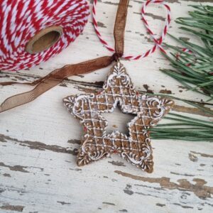 Scandinavian dark gingerbread star Christmas tree ornaments by Gisela Graham