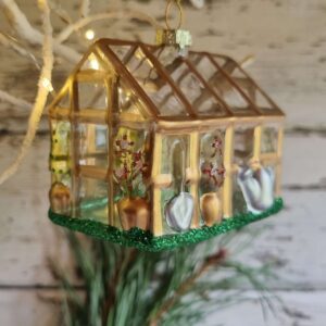 Glass greenhouse hanging Christmas ornament