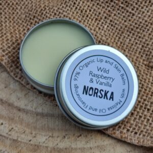 NORSKA 97% organic Wild Raspberry and Vanilla lip and skin balm 10ml tin