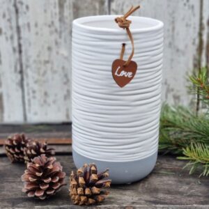 Rustic Scandi "Love" grey and white vase, 18cms