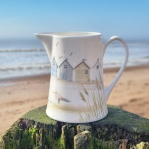 Coastal shoreline "beach huts" medium farmhouse jug by Gisela Graham