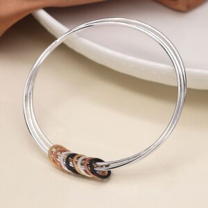 "Marianne" triple bangles with mixed metallic hoops