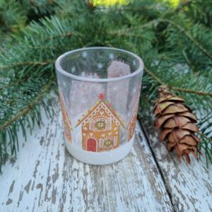 Small gingerbread house Scandinavian Christmas candle holder by Gisela Graham