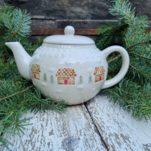 Gingerbread house stoneware teapot
