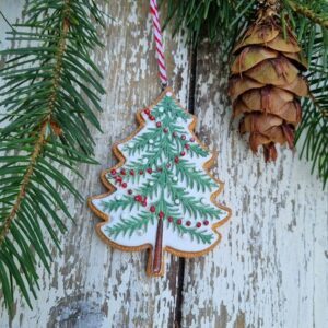 Iced gingerbread Christmas tree ornament
