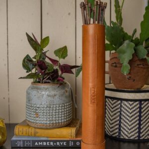 Whisky Upsala XL leather knitting needle storage case by Muud Living
