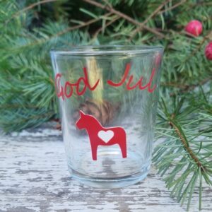 Swedish Dalahäst dala horse "God Jul" Christmas candle holder