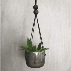 Black wash rustic ceramic mini hanging planter