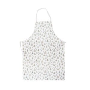 Scandi trees Christmas fir tree and robins cotton apron by Gisela Graham