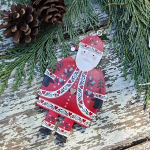 Tin Alpine folk art red and white Scandi Santa by Gisela Graham