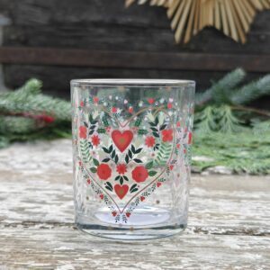Alpine glass folk art clear tealight holder by Gisela Graham