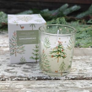 Scandi trees Gingerbread Christmas boxed gift candle by Gisela Graham 9cl