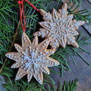 Set of 3 lace gingerbread snowflake Christmas tree ornaments