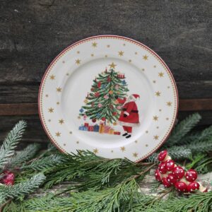 Nostalgia Santa and tree bone china Christmas side plate by Gisela Graham