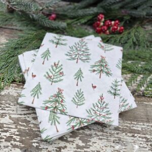 Scandi trees Christmas paper napkins; for dining, crafts and decoupage