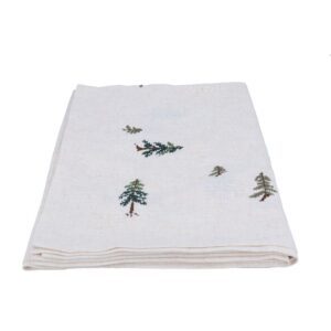 Scandi trees embroidered festive rustic table cloth by Gisela Graham