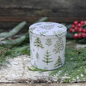 Scandi trees Christmas chocolate gift tin by Gisela Graham