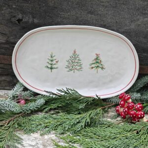 Scandi trees Christmas oval mince pie/snack by Gisela Graham