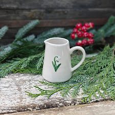 Snowdrops Christmas rustic ceramic mini jug by Gisela Graham