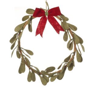 Felt mistletoe wreath with red bow