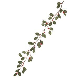 Felt holly Christmas garland with red berries