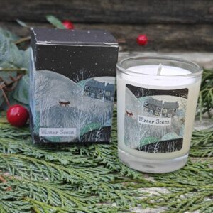 Snowy winter fox boxed scented candle