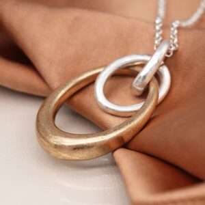 "Mina" silver and gold triple hoop necklace