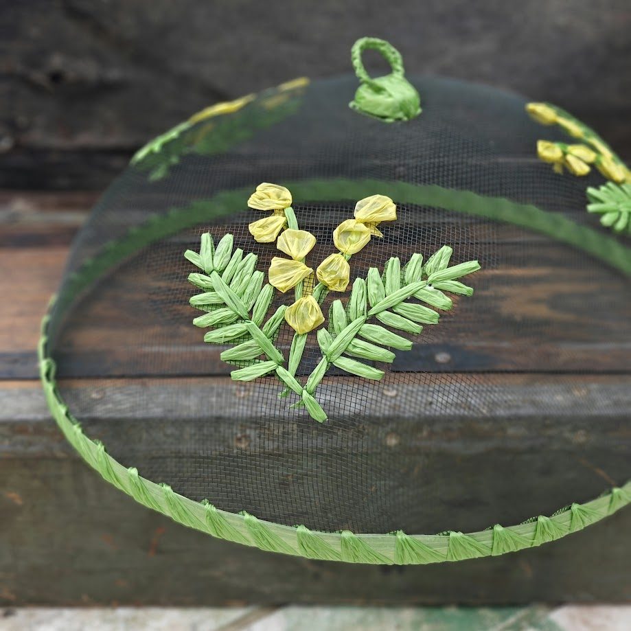 gisela graham mimosa yellow green food cover 1