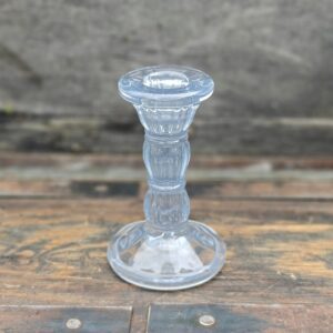 Pastel blue pressed glass candlestick