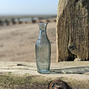 Tall blue pressed glass bud vase