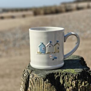 Beach huts stoneware mug by Gisela Graham