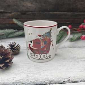 Gisela Graham Nostalgia Sleigh and Santa Christmas bone china mug
