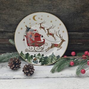 Gisela Graham Nostalgia Sleigh and Santa Christmas bone china small plate