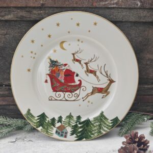 Gisela Graham Nostalgia Sleigh and Santa Christmas bone china dinner plate