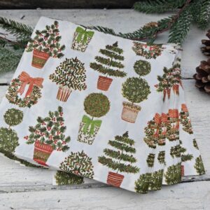 Christmas topiary paper napkins; for dining, crafts and decoupage