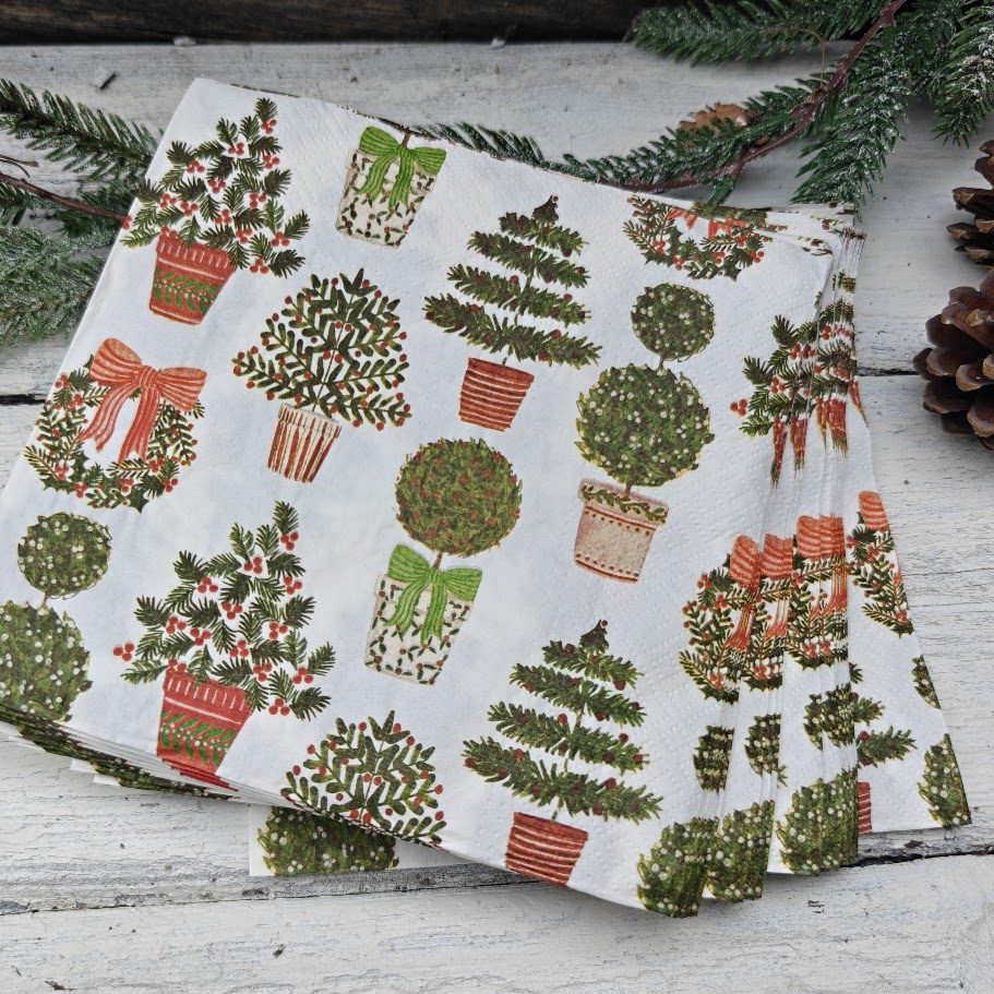 38694 christmas topiary napkins gisela graham