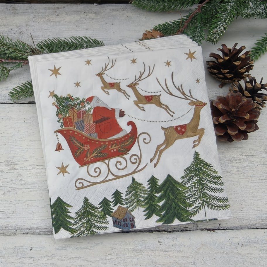 38695 nostalgia sleigh santa napkins gisela graham