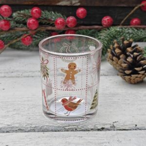 Gisela Graham Nordic Icons Christmas glass tea light holder