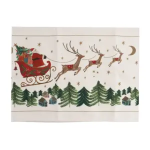 Gisela Graham Nostalgia Sleigh and Santa Christmas fabric table runner 140cm