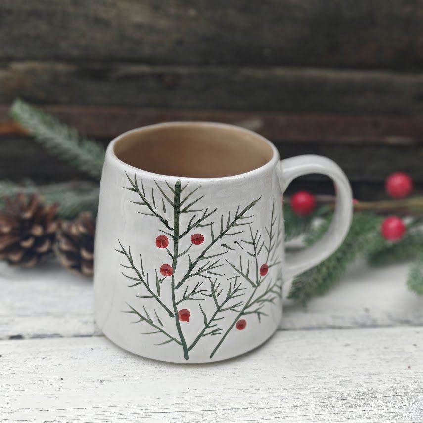 gisela fir and berries mug Gisela Graham fir and berries stoneware Christmas mug