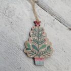 Wooden berry sprig Christmas tree ornaments and Scandi craft shapes, set of 8