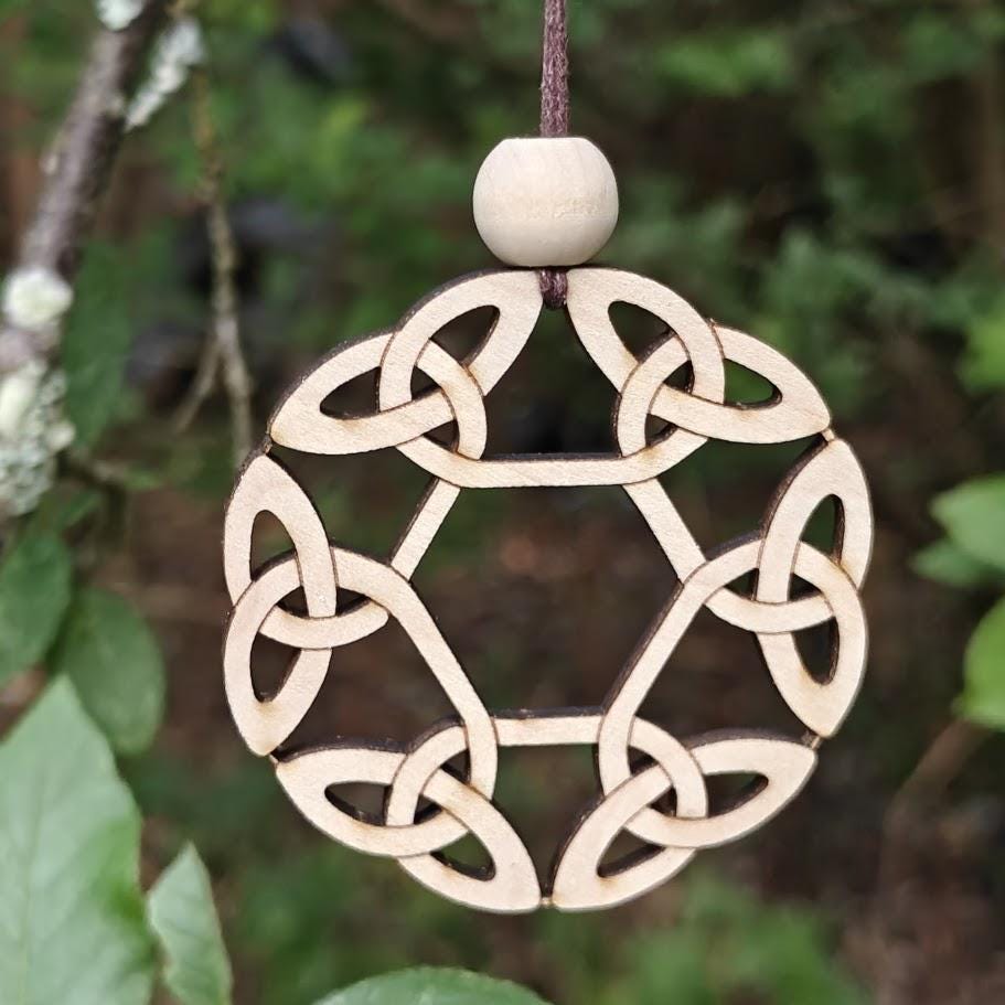 Handmade Hyggestyle birch Viking knot wooden Christmas bauble