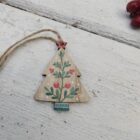 Wooden berry sprig Christmas tree ornaments and Scandi craft shapes, set of 8